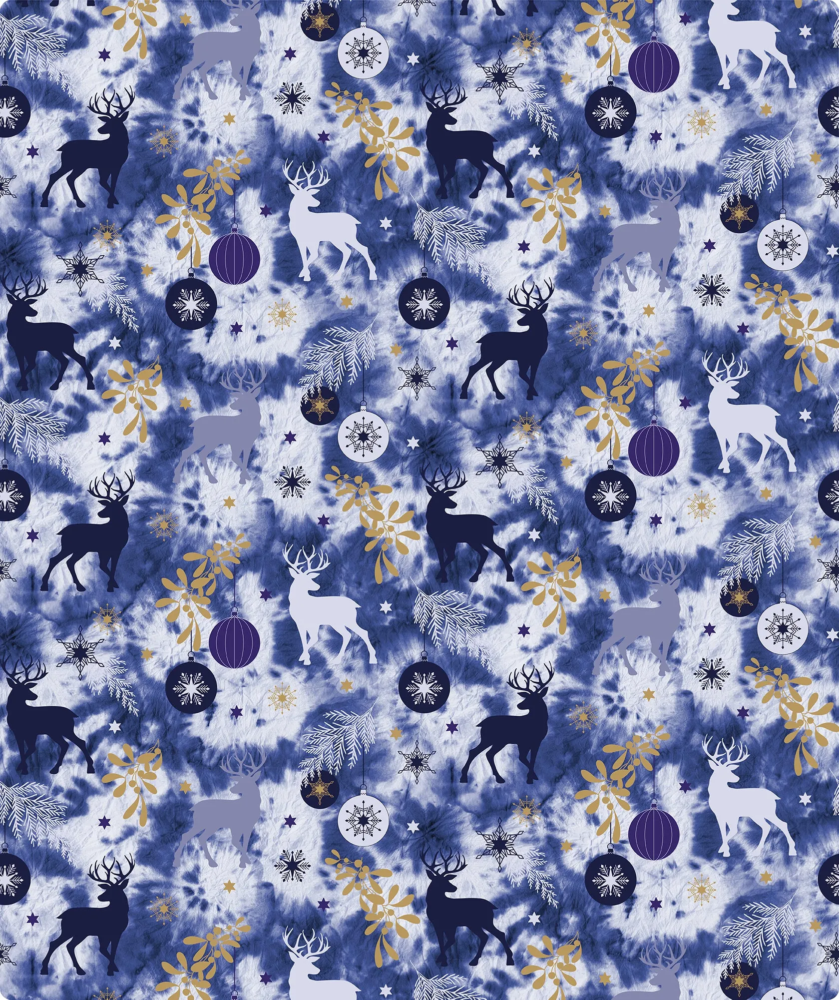 Cool Tone Forest Navy Deer Foil Christmas Wrapping Paper Roll