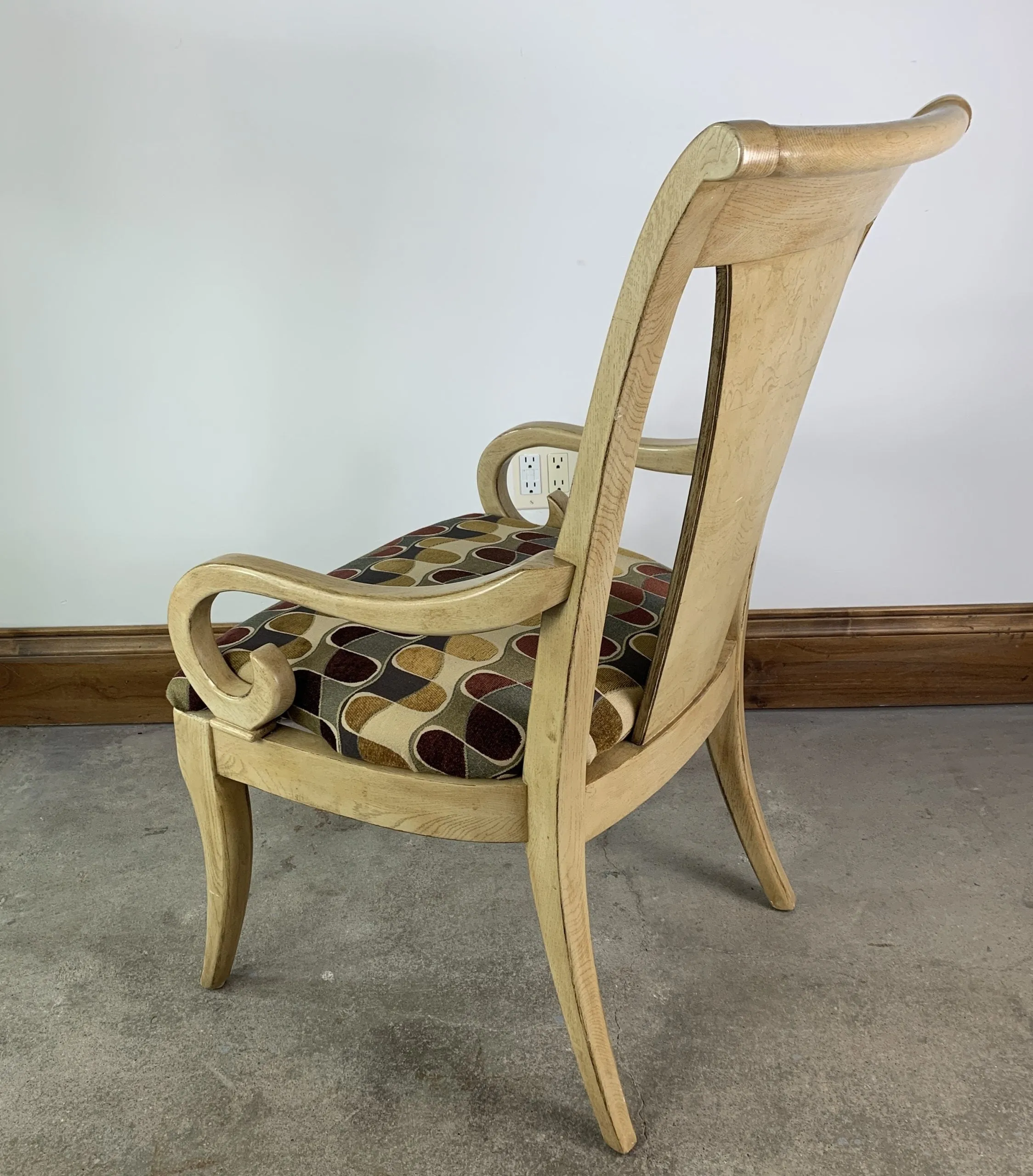 Drexel Heritage Dining Arm Chairs, Blond Wood, High Back