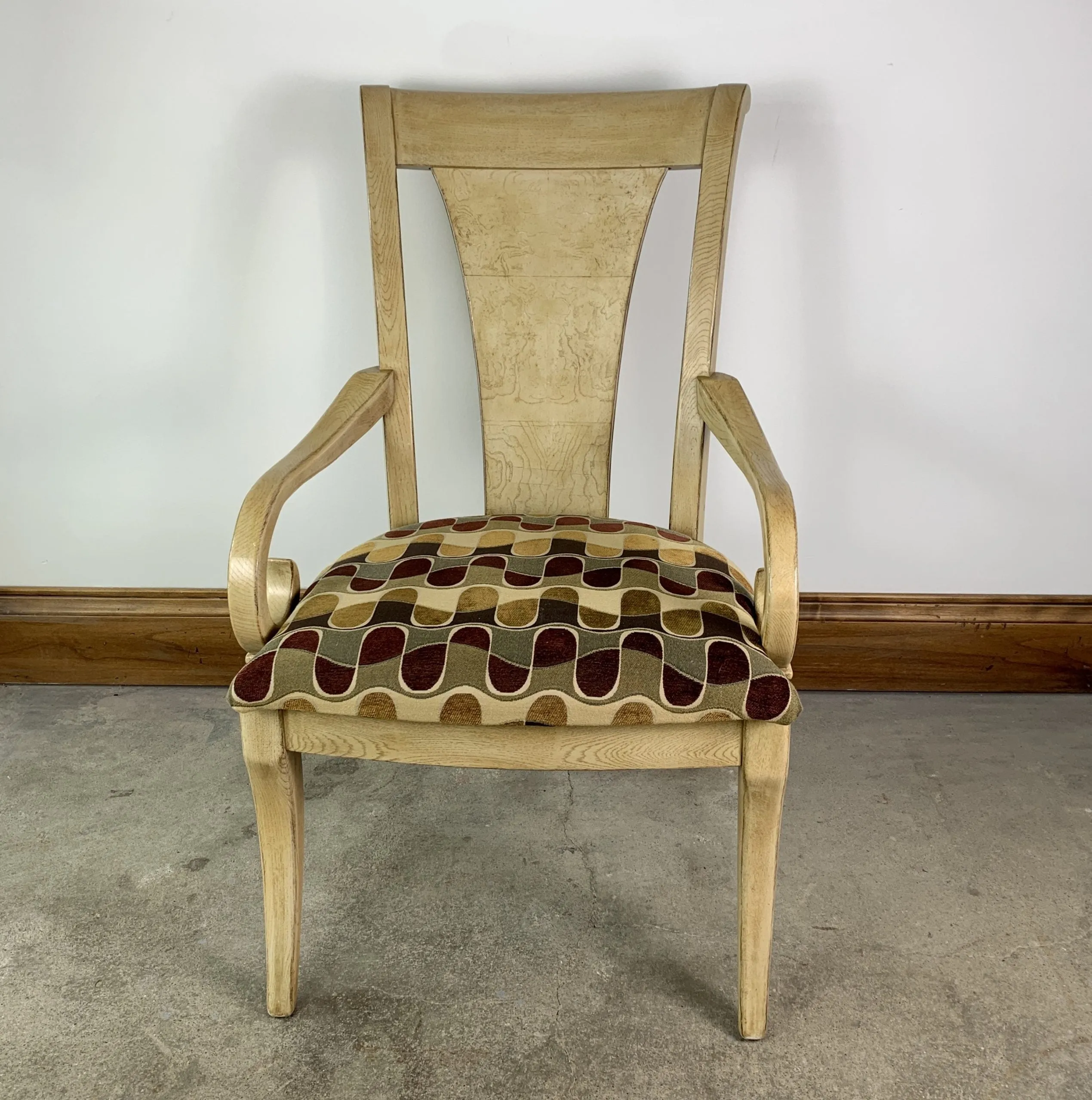 Drexel Heritage Dining Arm Chairs, Blond Wood, High Back