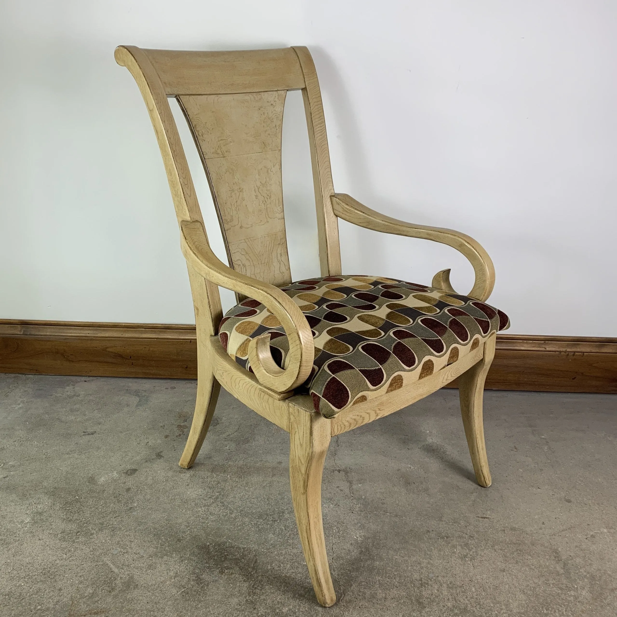 Drexel Heritage Dining Arm Chairs, Blond Wood, High Back