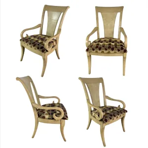 Drexel Heritage Dining Arm Chairs, Blond Wood, High Back