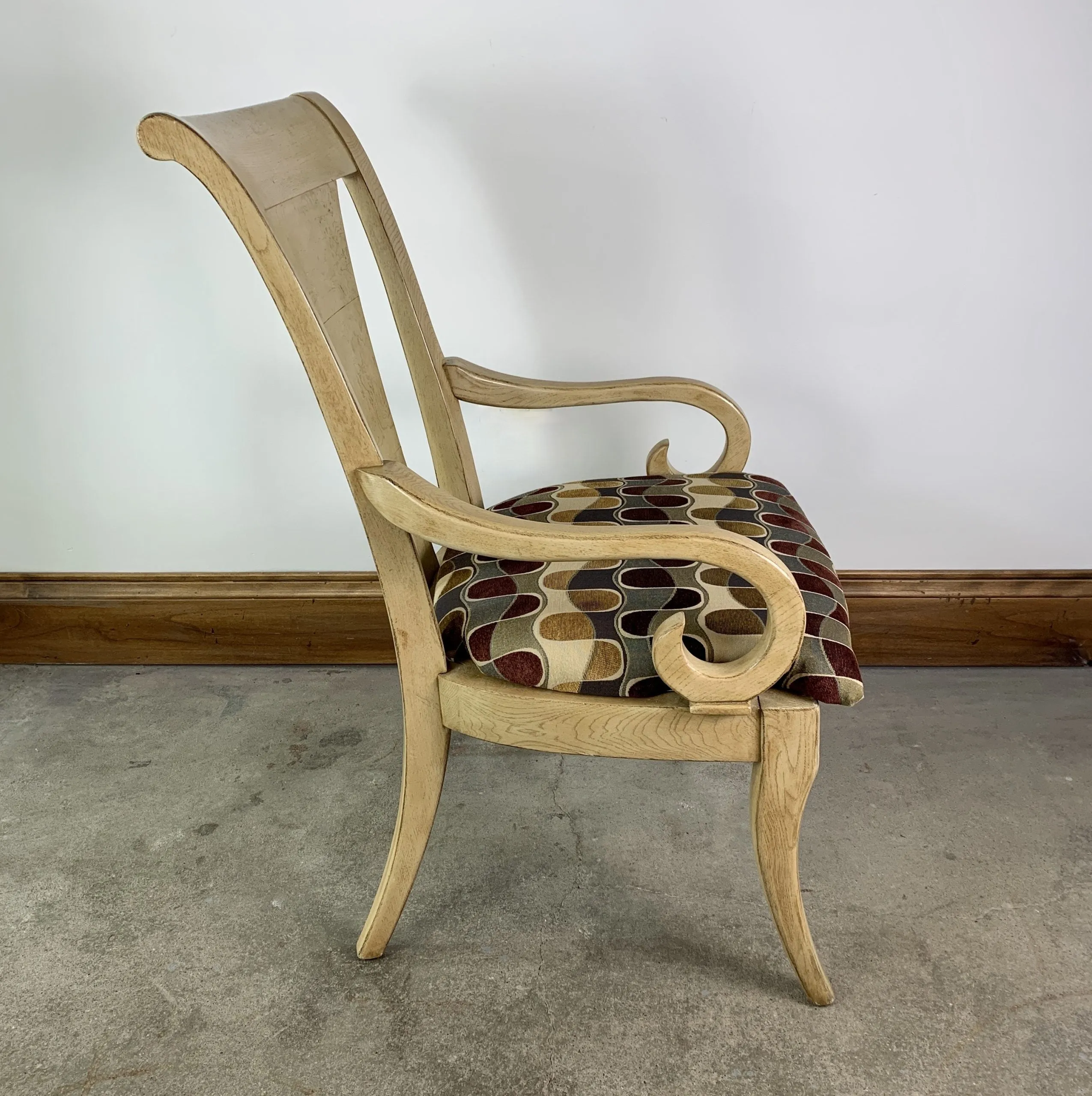 Drexel Heritage Dining Arm Chairs, Blond Wood, High Back
