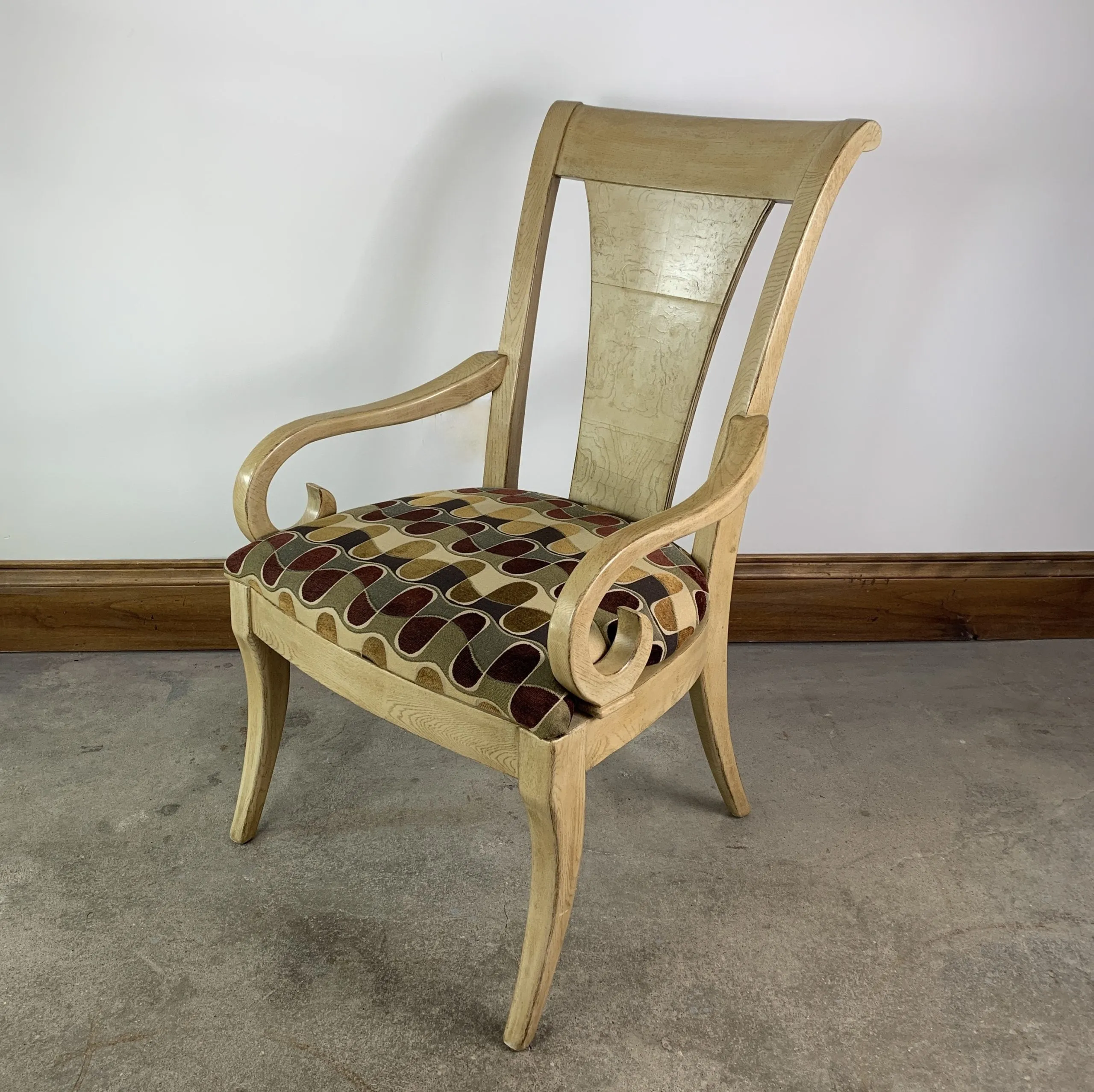 Drexel Heritage Dining Arm Chairs, Blond Wood, High Back