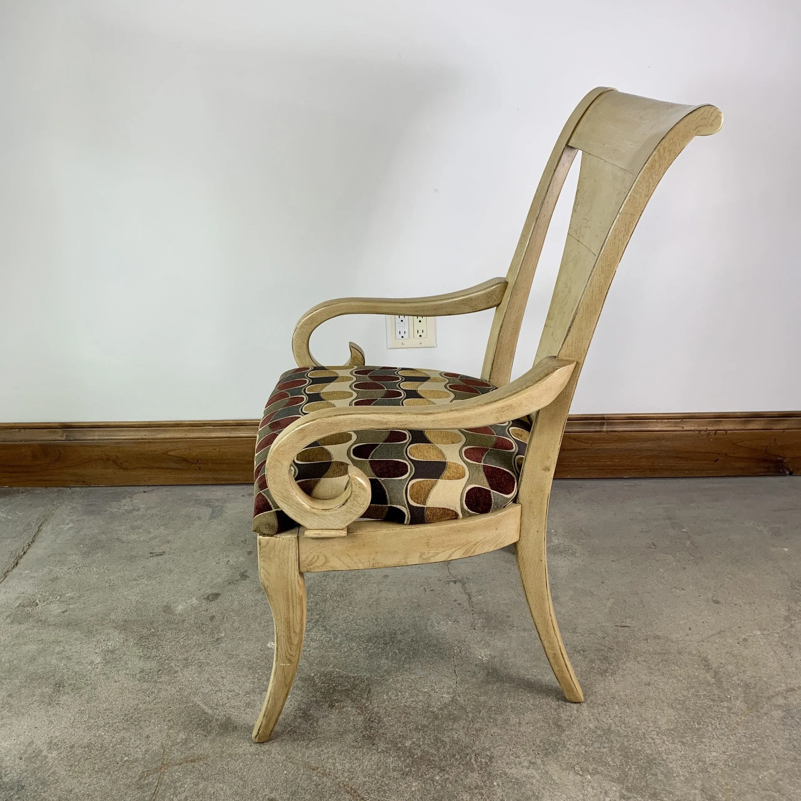 Drexel Heritage Dining Arm Chairs, Blond Wood, High Back
