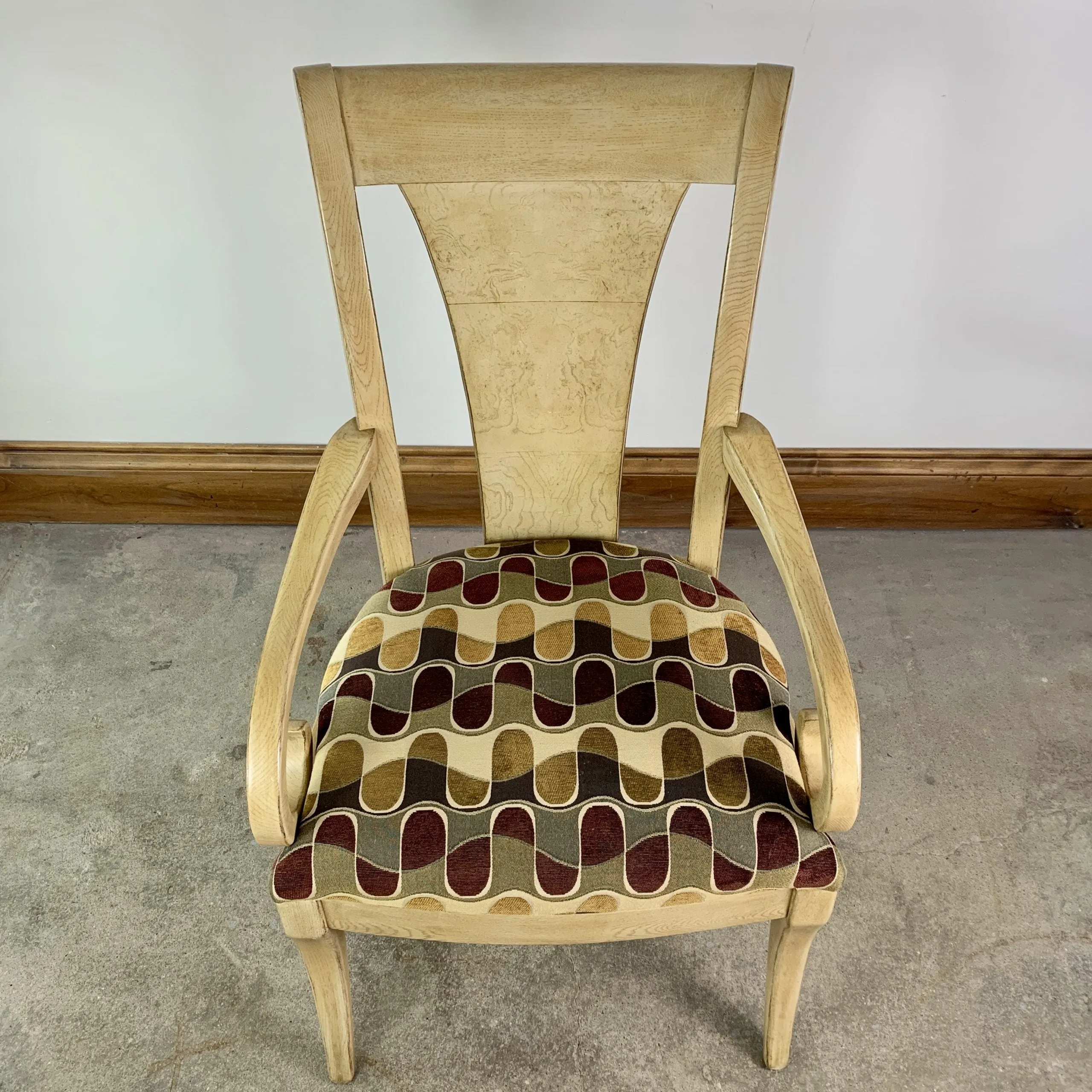 Drexel Heritage Dining Arm Chairs, Blond Wood, High Back