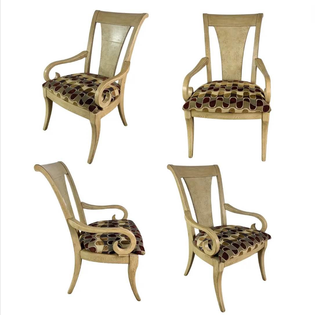 Drexel Heritage Dining Arm Chairs, Blond Wood, High Back