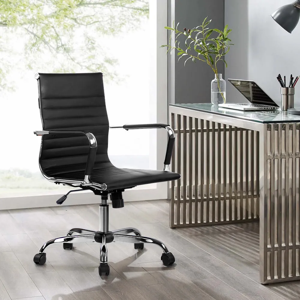 Executive Chrome Office Chair Computer Desk Chair - Black
