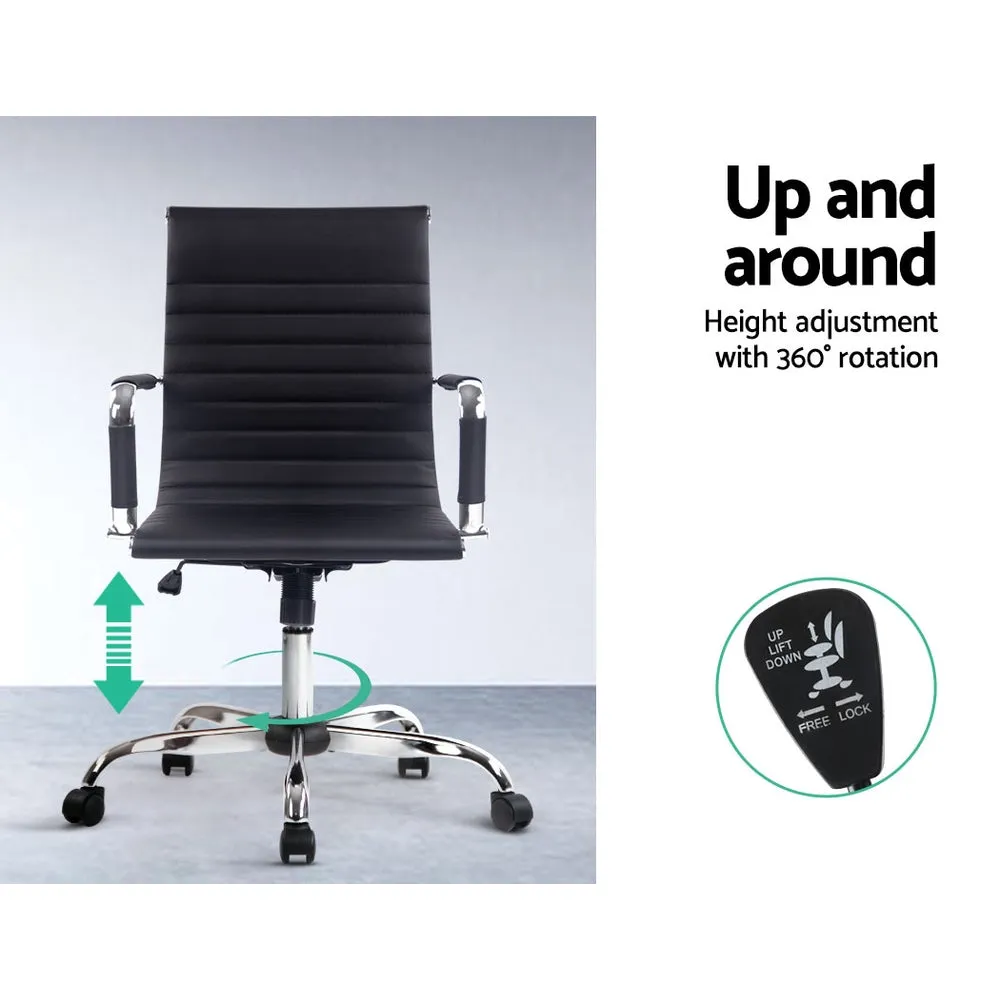 Executive Chrome Office Chair Computer Desk Chair - Black