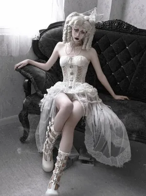 Straps Fishbone Dark Gothic White Corset Bustier Sleeping Alice