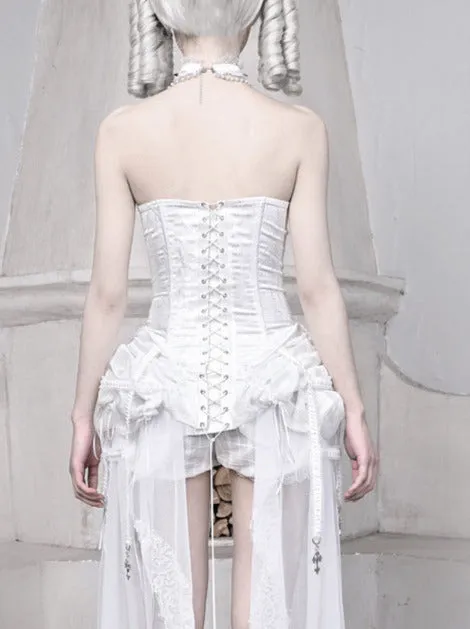 Straps Fishbone Dark Gothic White Corset Bustier Sleeping Alice