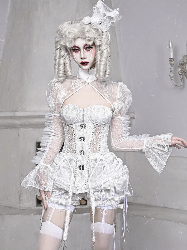 Straps Fishbone Dark Gothic White Corset Bustier Sleeping Alice