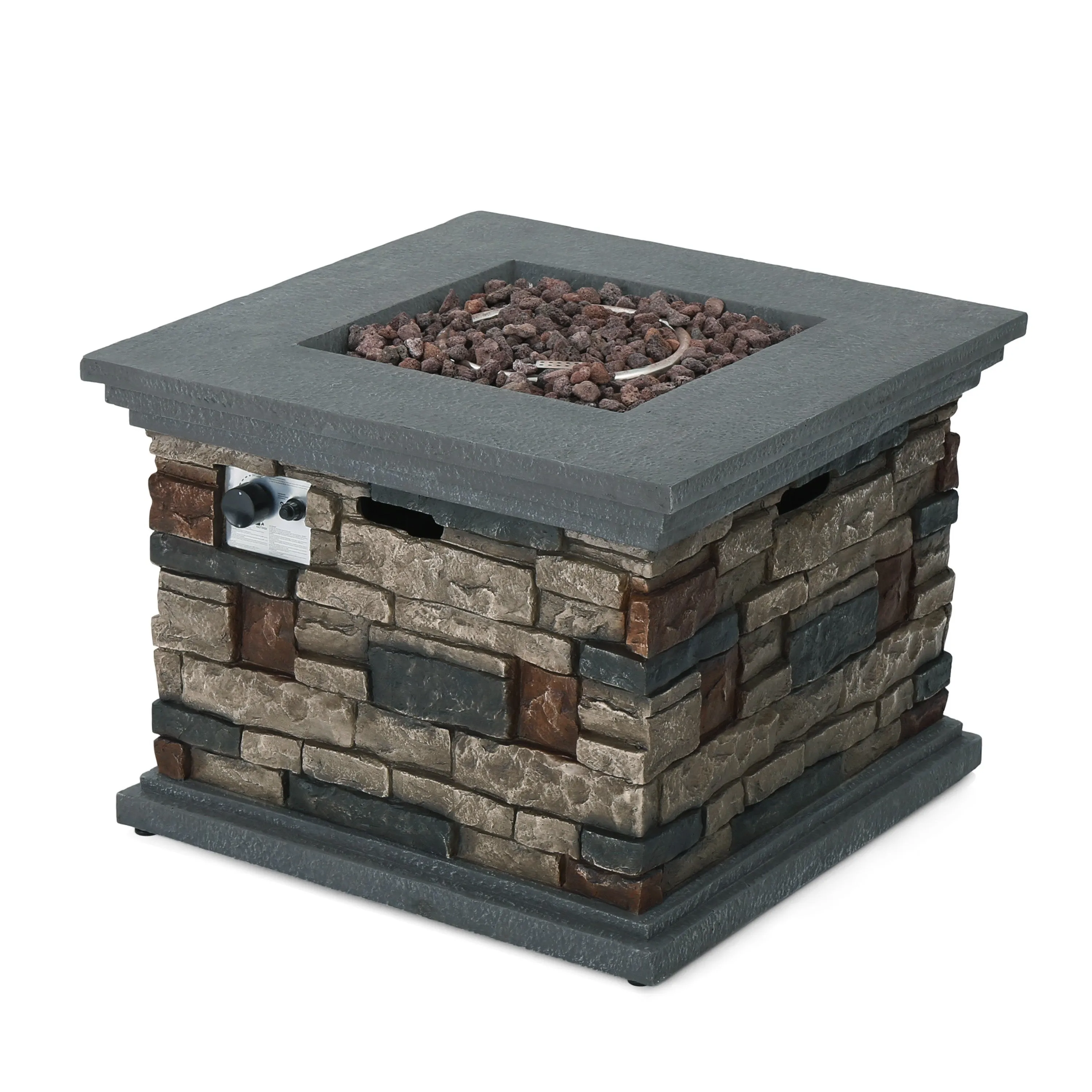 Venice Outdoor 5 Piece Chat Set with Dark Brown Chairs with Fire Pit